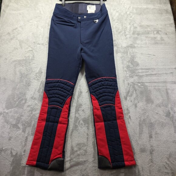 Vintage Tyrolia Ski Pants Size 36L Black & Red Schoeller Textil By Head - Picture 1 of 15